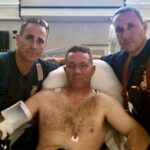 Mike Feyh in hospital with two other firefighters