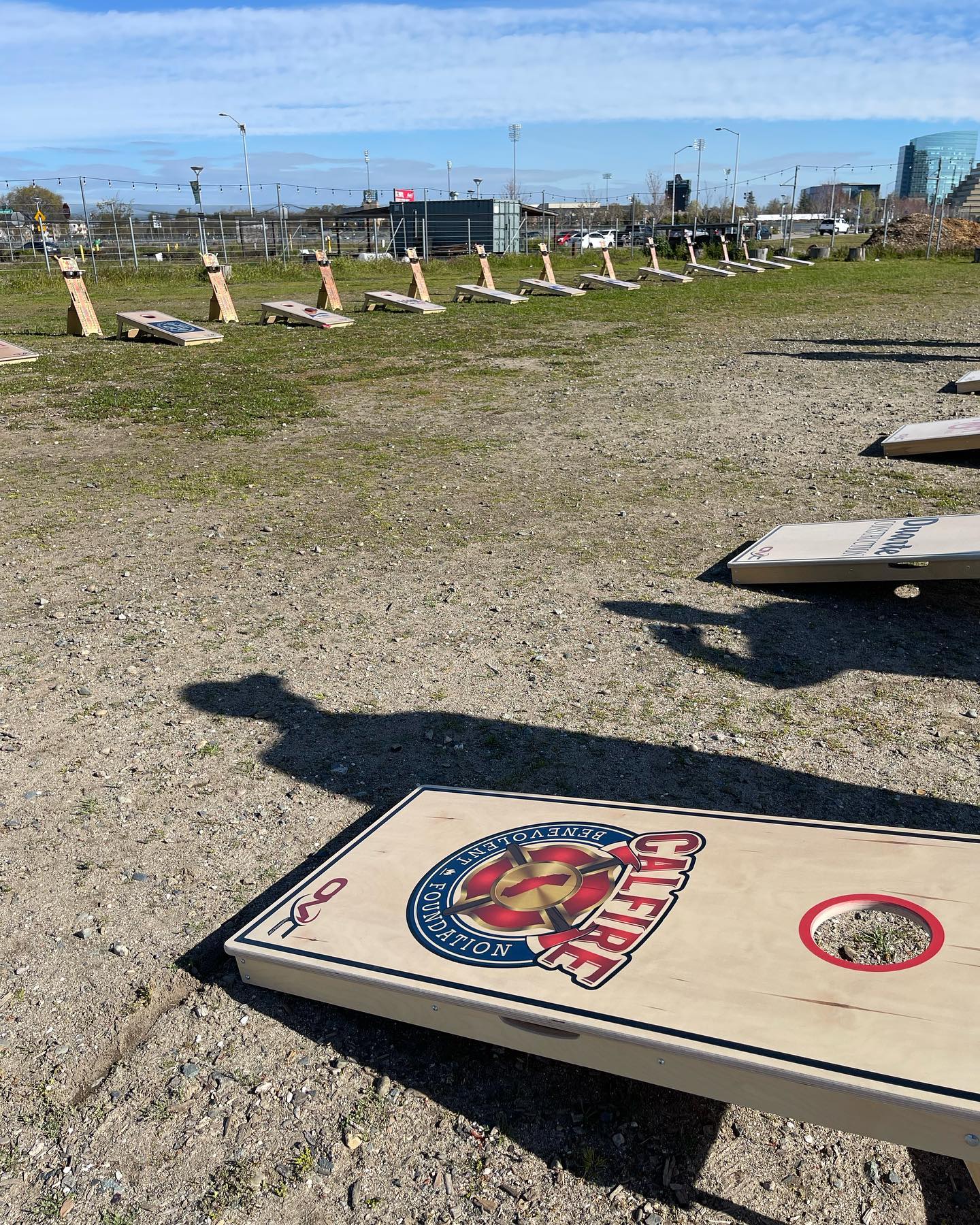 Field of cornhole boards