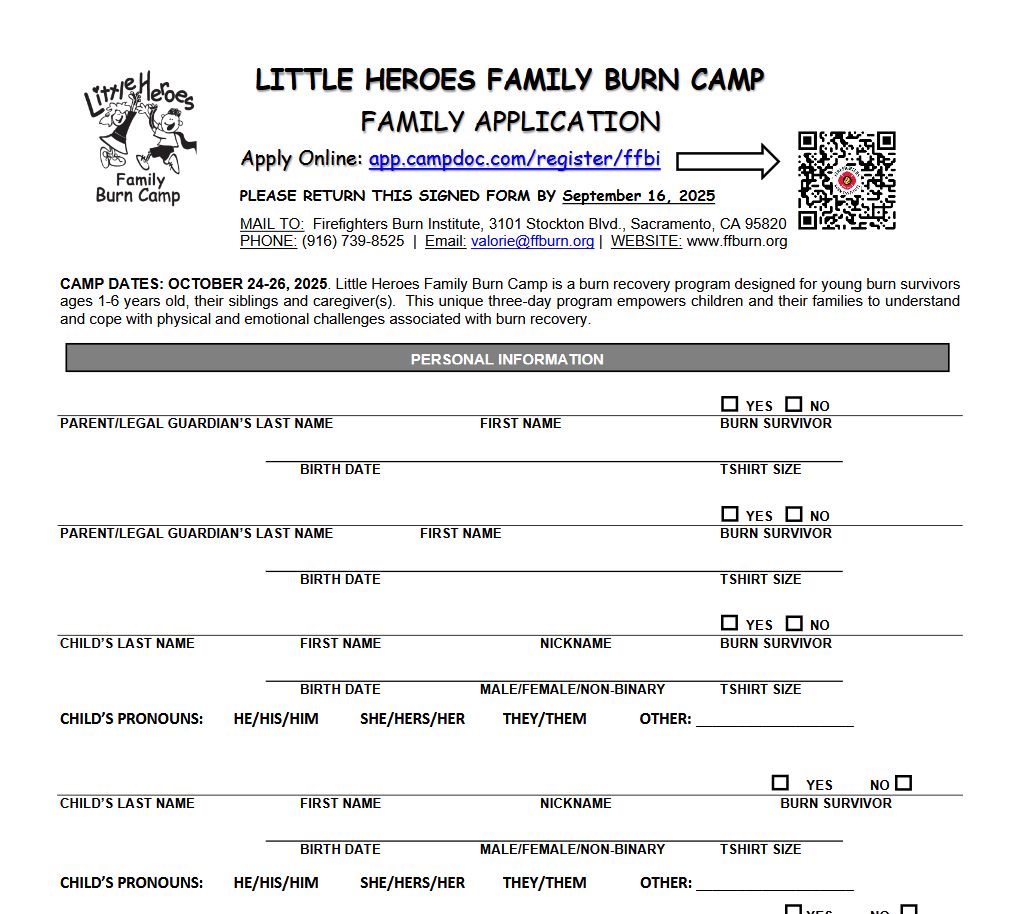 Screenshot of application form