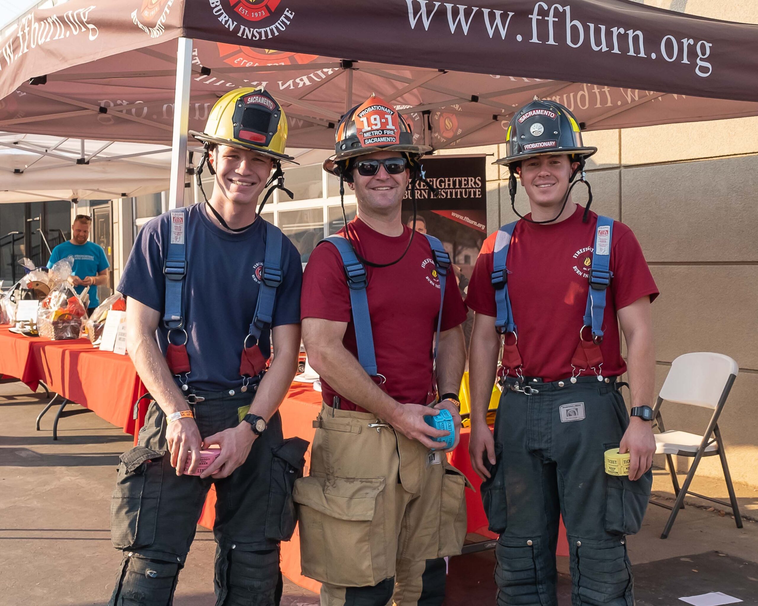 Group of Firefighters selling raffle tickets